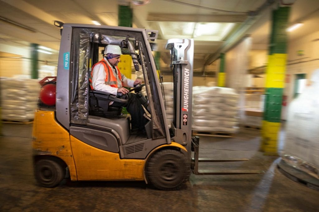 fork lift truck moving