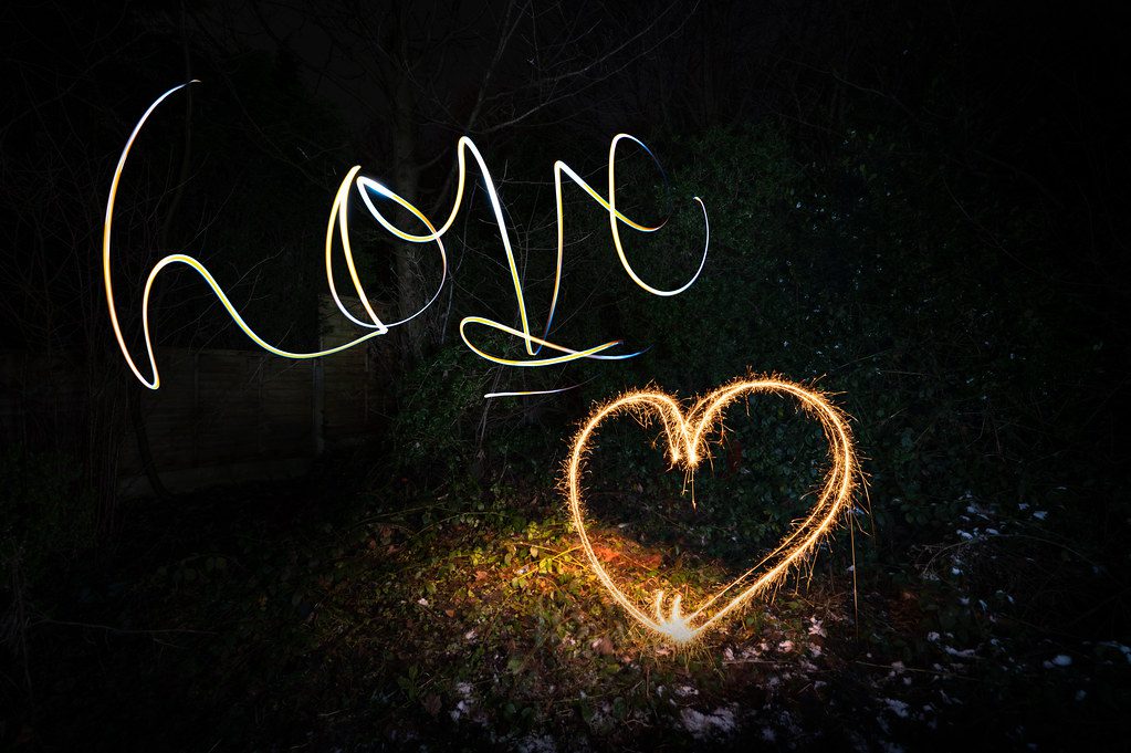 photographic light painting using sparklers