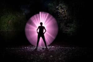 silhouette of a powerful woman light painting