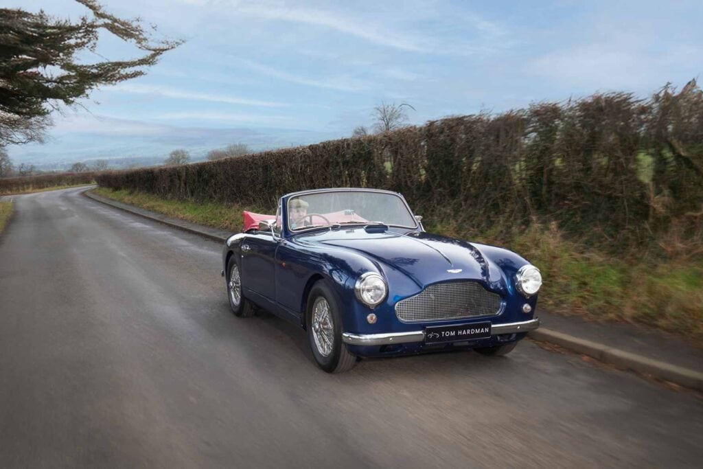 Aston Martin DB 2/4 in motion with speed blur